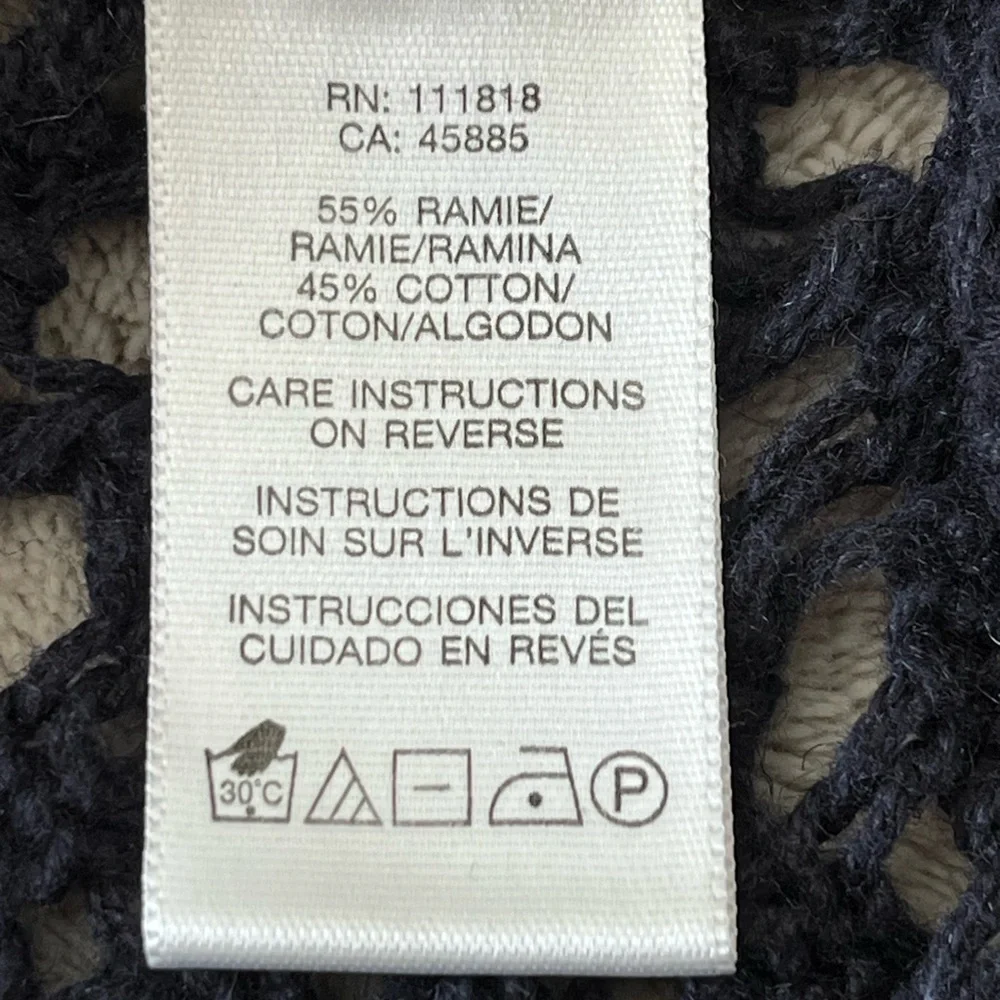 Michael Kors Cotton Navy Deep V Neck Open Knit Crochet Tunic Cover Up Dress XL